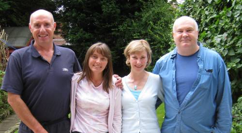 John, Yvonne, Fiona & John in Yvonne's back garden.