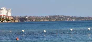 John looked for sharks the other side of the shark nets, Manly Bay, Australia