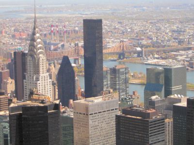 view of the Chrysler Building from the Empire State Building in New York