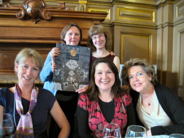 perusing the menu at the Train Bleu restaurant