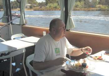 John enjoys his lunch