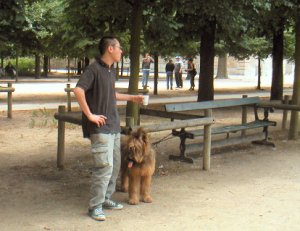 Bala with Laure and Yoyo's dog