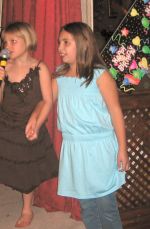 Gabrielle joins in the karaoke