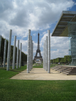 view of the Eiffel Tower from the Champ de Mars