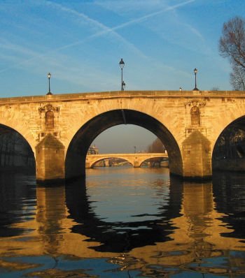 early morning reflection over the river Seine, Paris