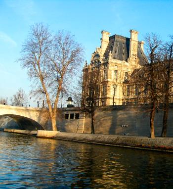 The Louvre museum is on the banks of the Seine in Paris