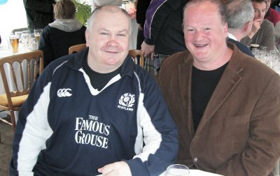 John and Des enjoy the pre-match build up.