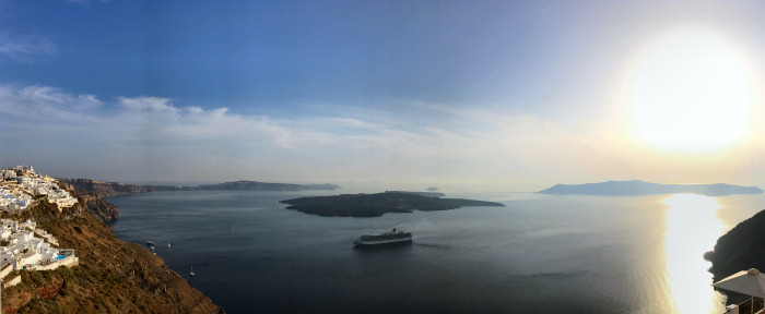 panoramic view of the caldera from Firostefani, Santorini.