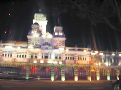 John taking a night shot of the fire station