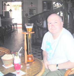 not the usual pint of Guinness for John this time!