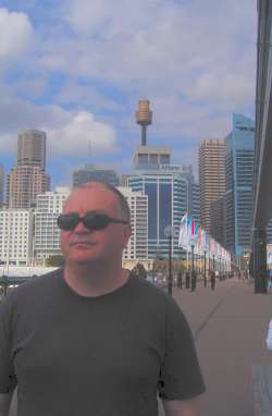 the above ground monorail runs around Darling Harbour, Sydney