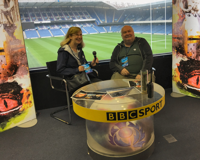 BBC pundit bow, Murrayfield Stadium Tour, Edinburgh