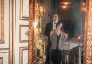 Liverpool John and Houria pose in the mirror